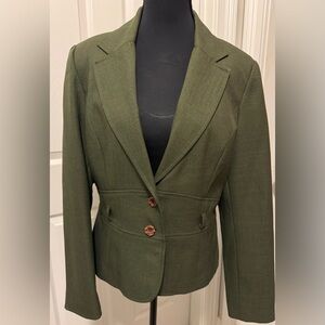 Black Green Tailored Blazer with Notched Lapels